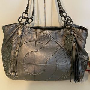 Grey Coach Leather Shoulder Bag